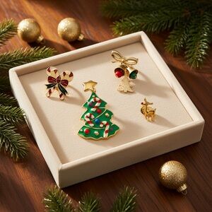 Festive Candy Cane Christmas Pins